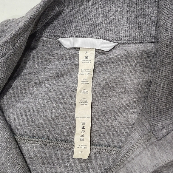Lululemon Mens Gray Full Zip Track Jacket w/Blue Stripe Accent & Thumbholes S-M - Picture 6 of 15